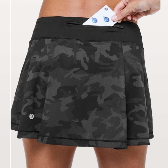 LULULEMON PACE RIVAL MR SKIRT *REGULARCAMO DEEP COAL MULTI BLACK SZ 6 NWT